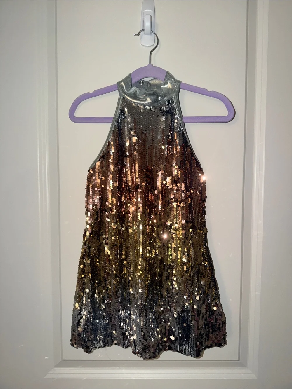 Weissman Girls’ Halter Sequin Dance Costume - Gold & Silver Ombre